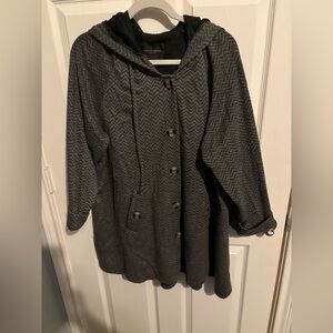 455- Christian Siriano Charcoal Knit Hooded Coat